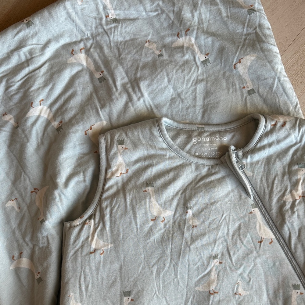 Gunamuna Baby Blue Sleep Sack with Goose Print NO LONGER SOLD - RARE